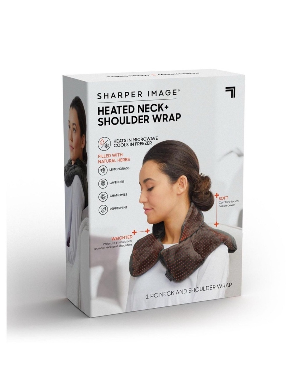 Sharper Image Plush Neck & Shoulder Heat Wrap - Gray